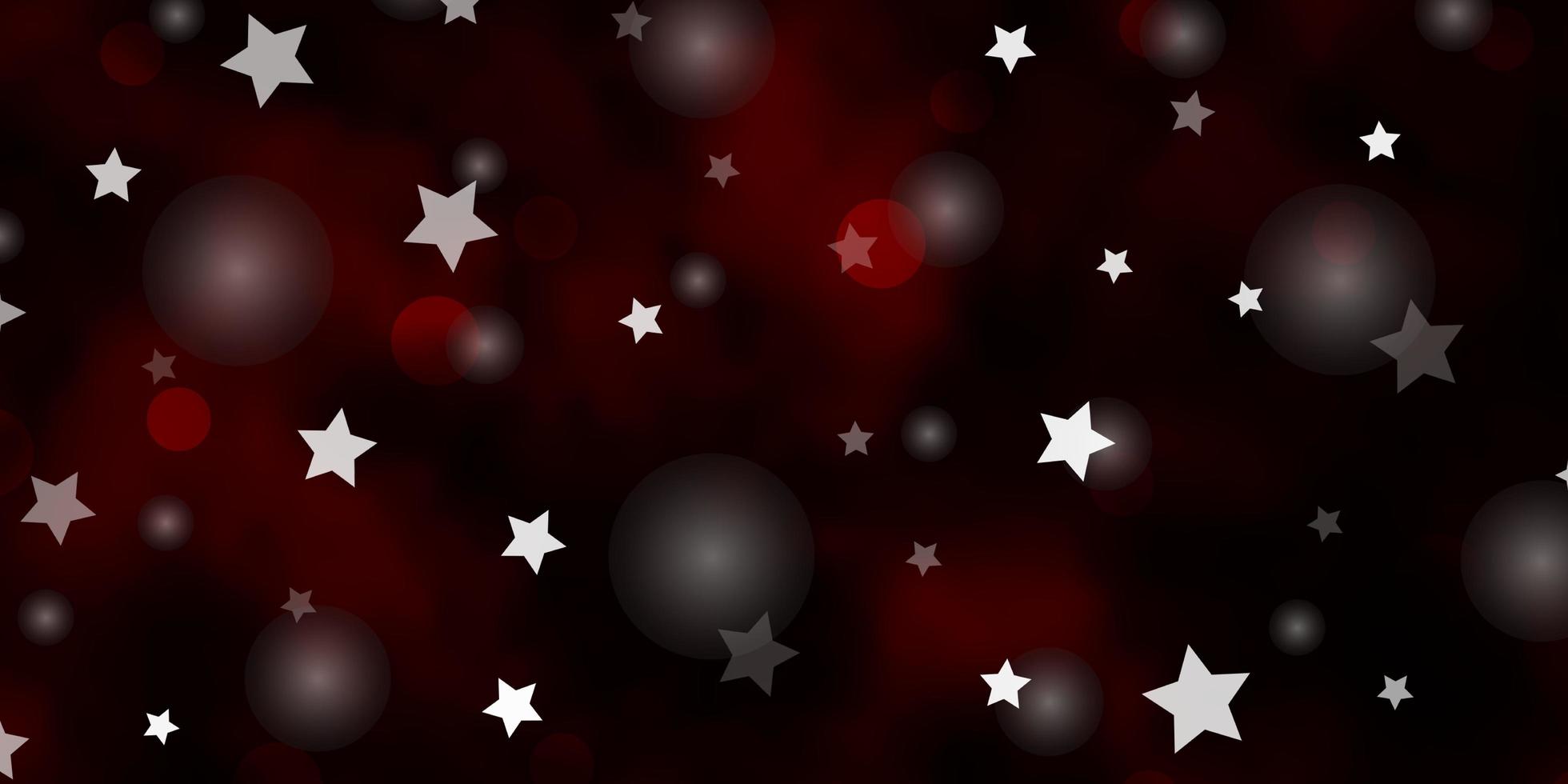 Dark Red vector texture with circles, stars.