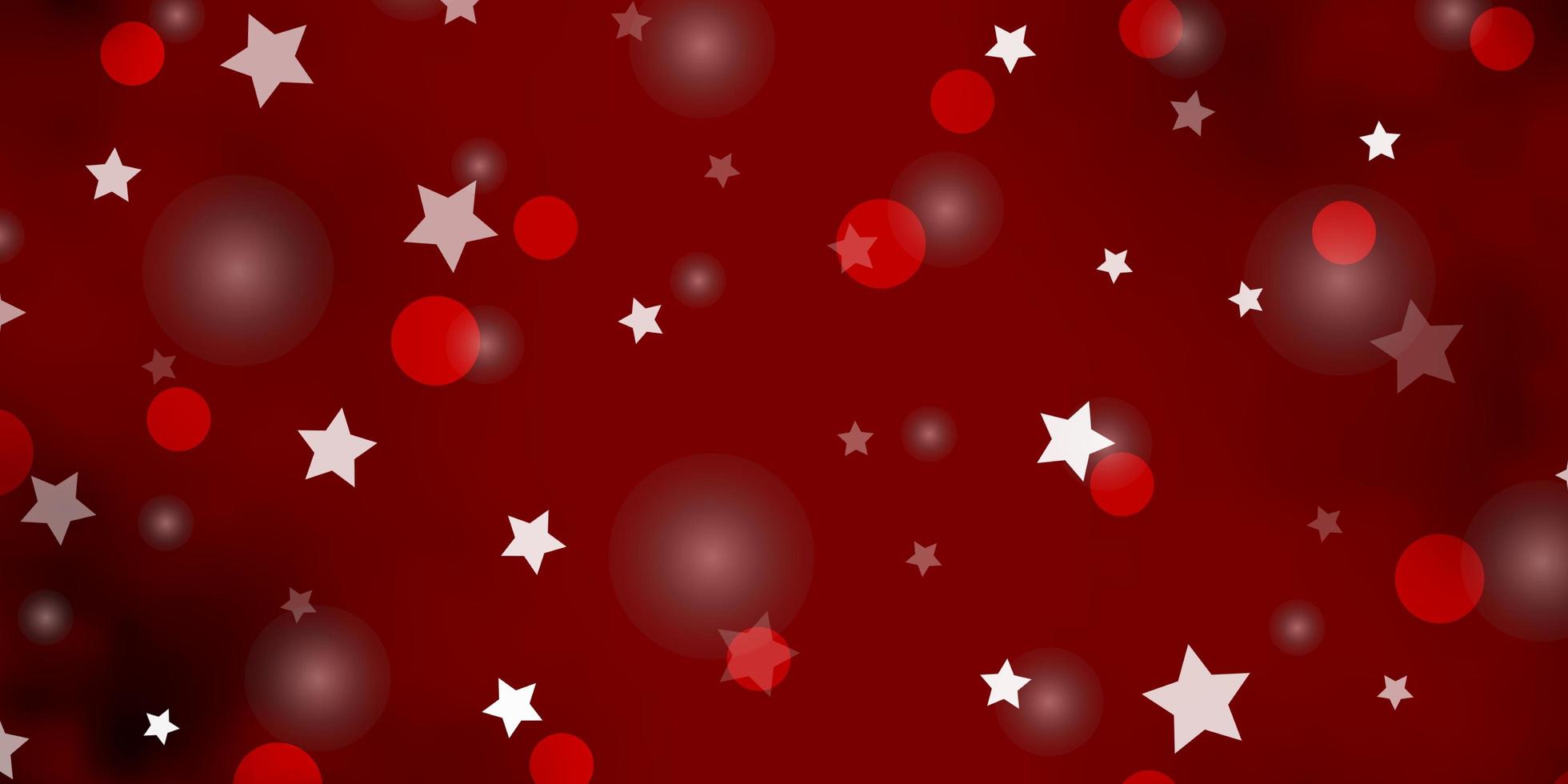 patrón de vector rojo claro con círculos, estrellas.