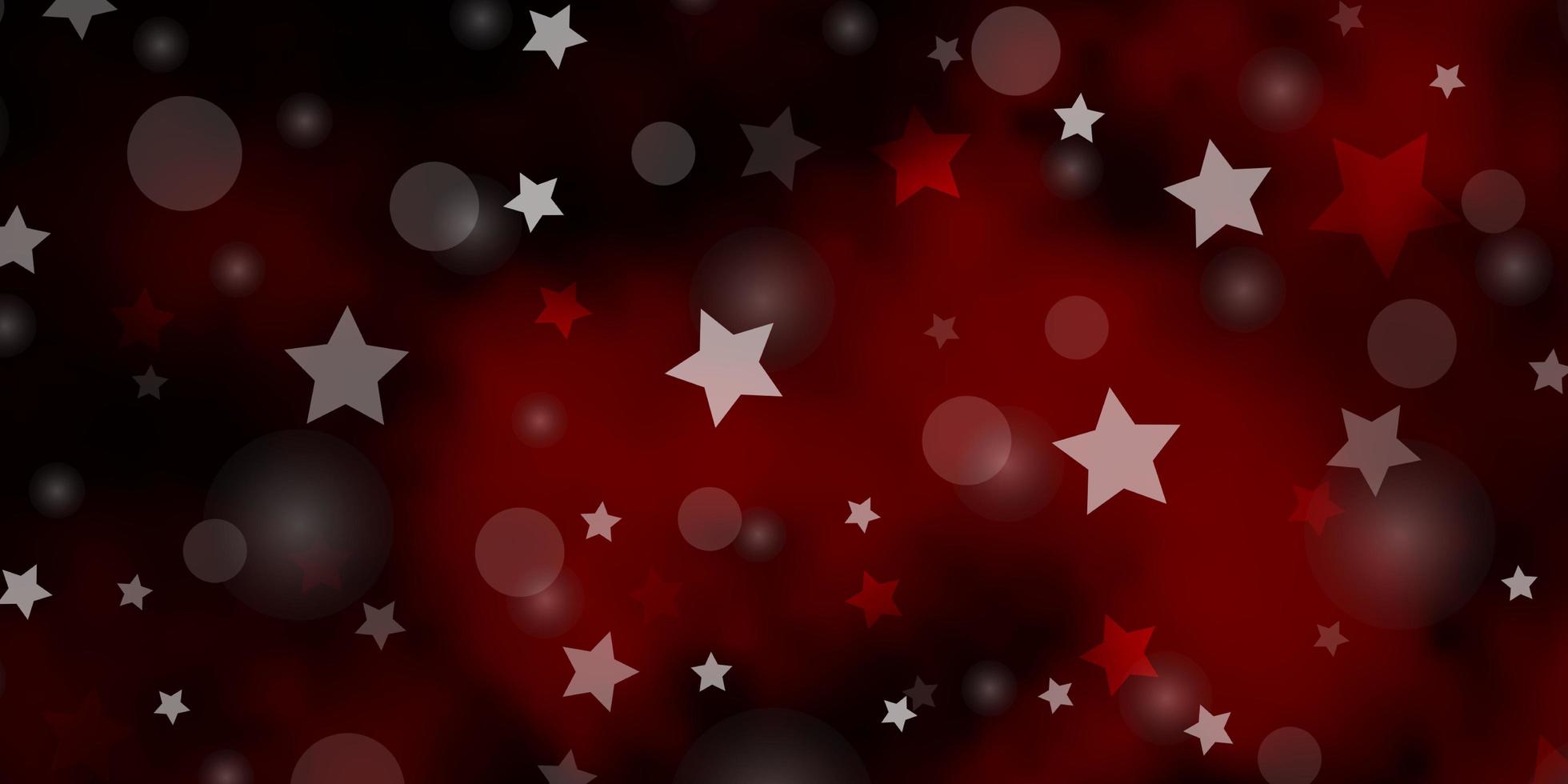Dark Red vector texture with circles, stars.