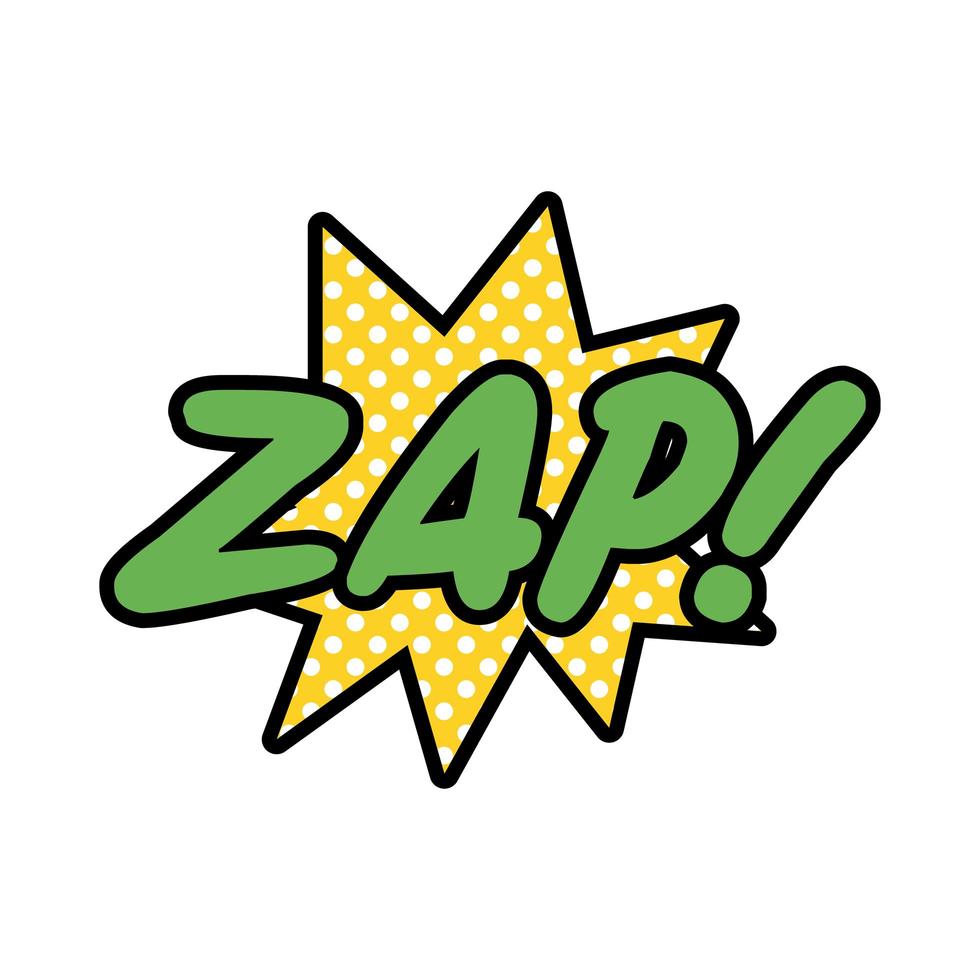 Nube de expresión con palabra zap, estilo plano pop art vector