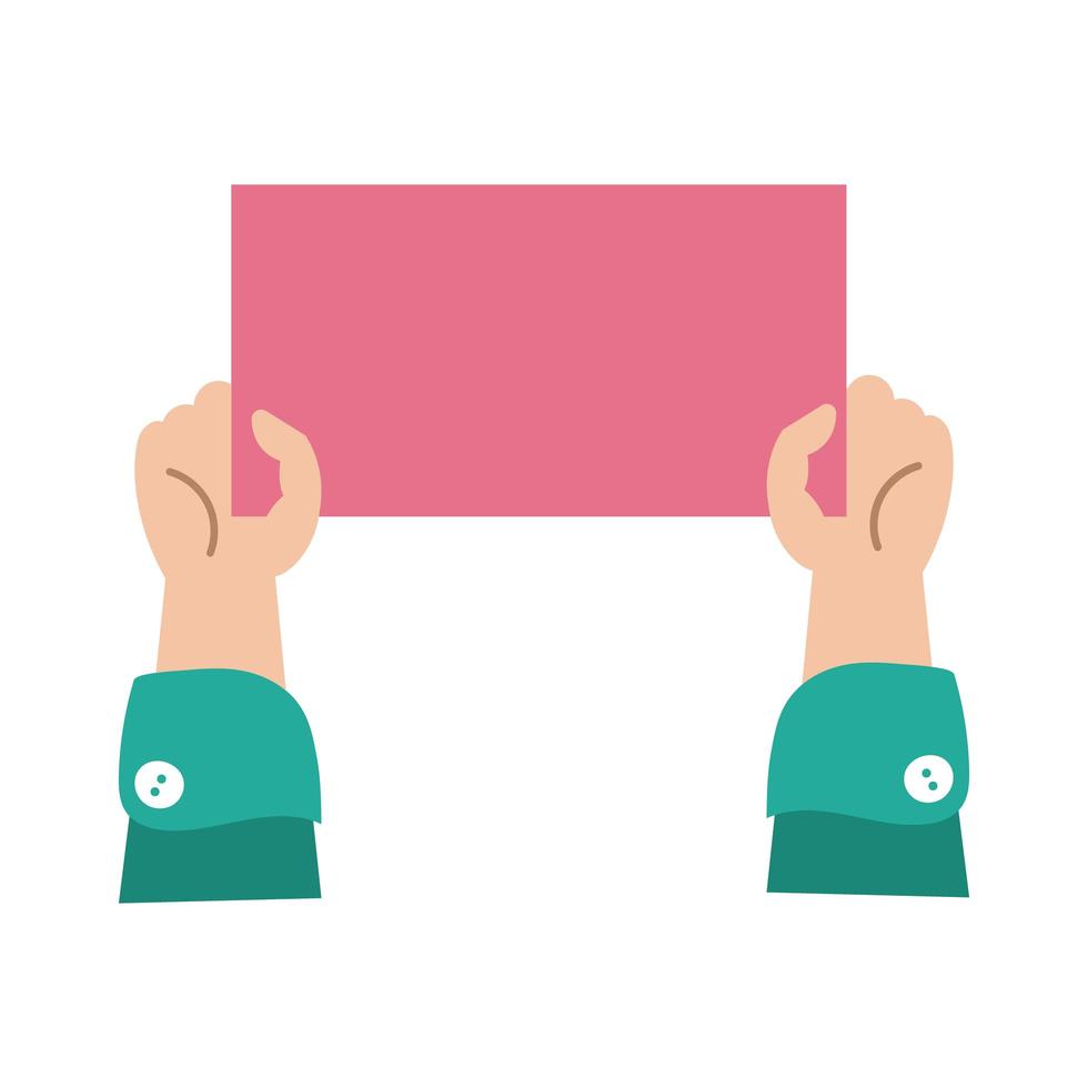 hands holding protest sign flat style icon vector