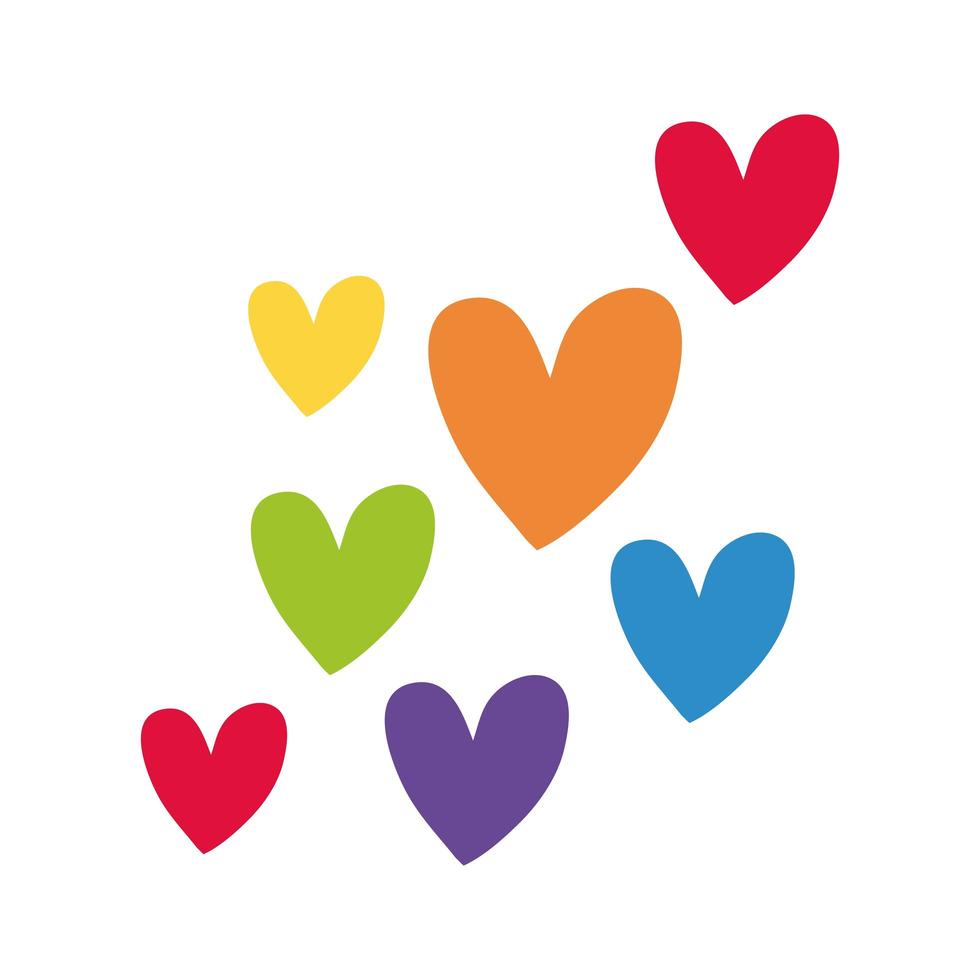 colorful love hearts, flat style icons vector