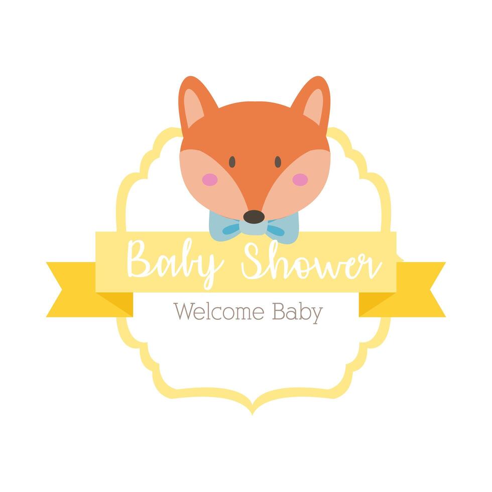 baby shower lettering with fox hand draw style vector