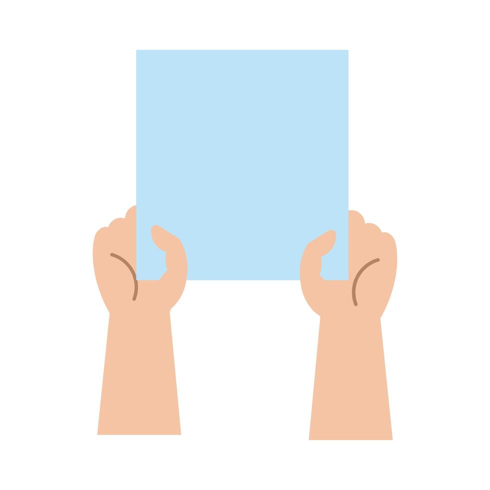 hands holding protest sign, flat style icon vector