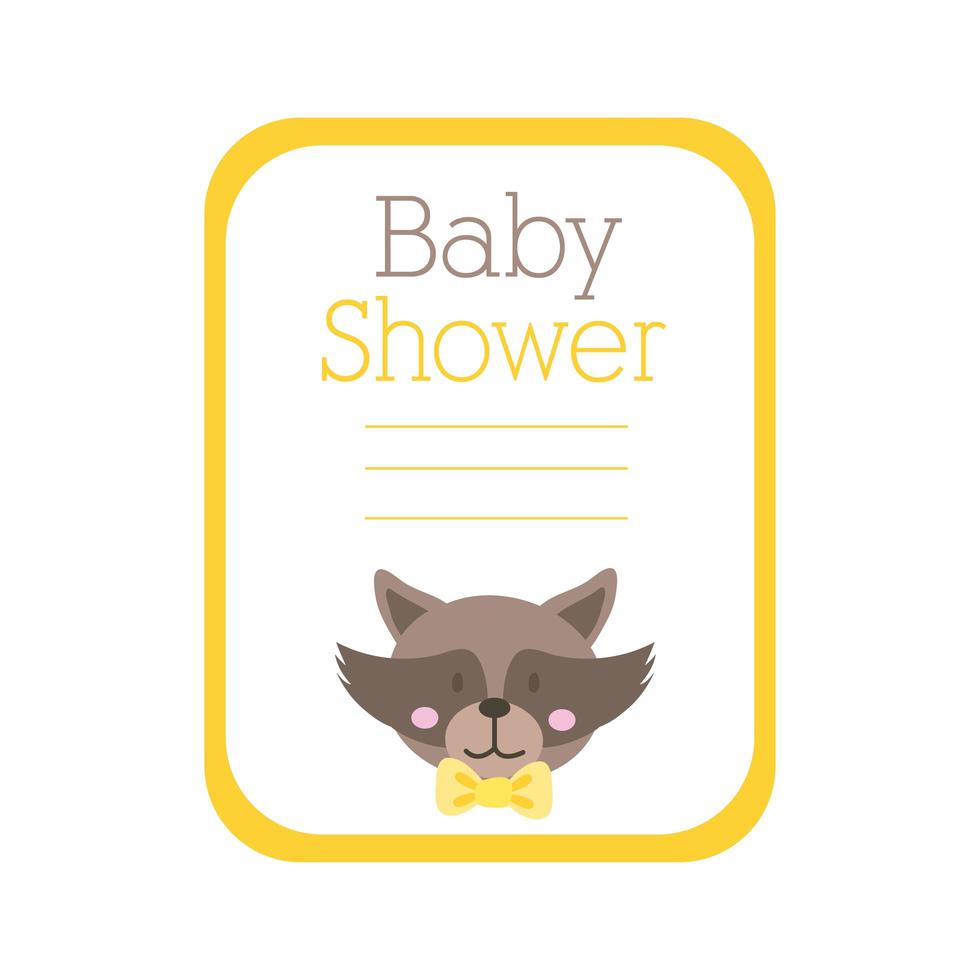 letras de baby shower con mapache, estilo de dibujo a mano vector