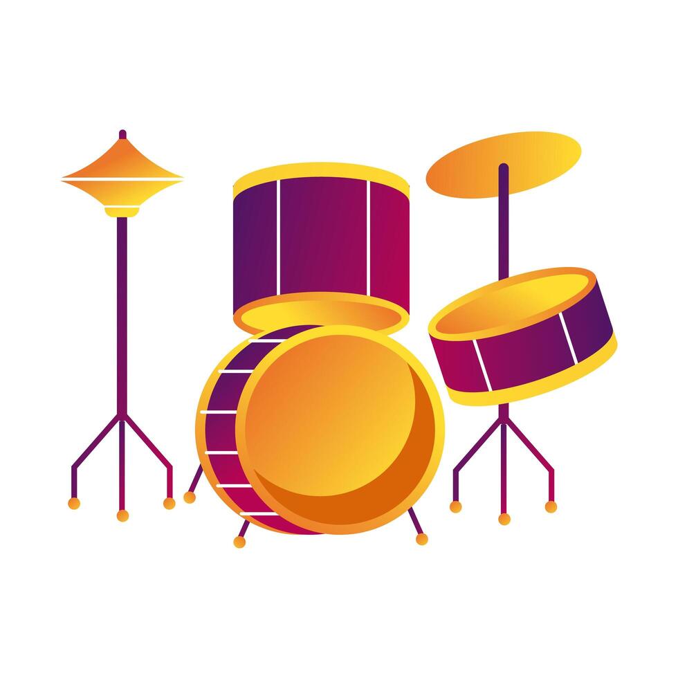 drums musical instrument line and fill style icon vector