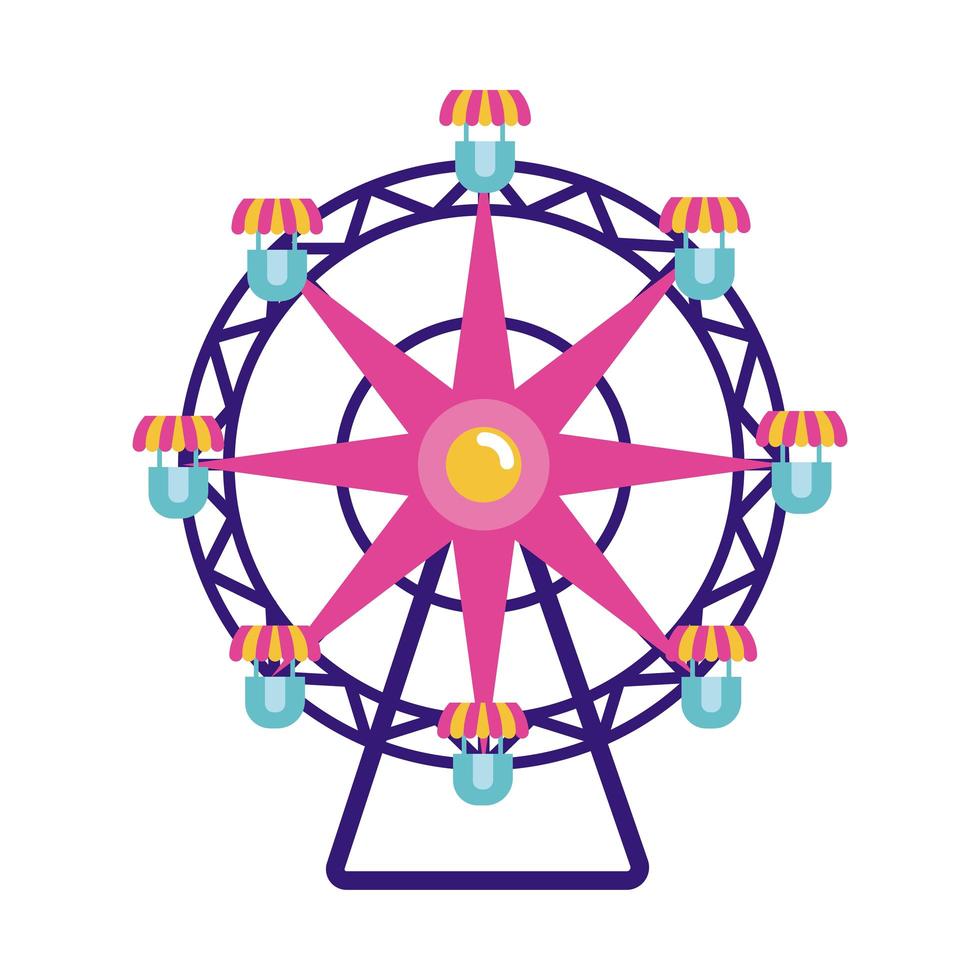 fairground ferris wheel flat style icon vector