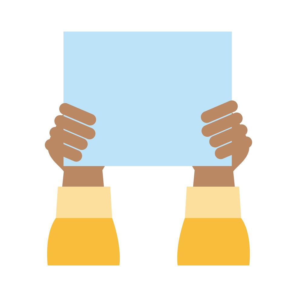 hands holding protest sign flat style icon vector