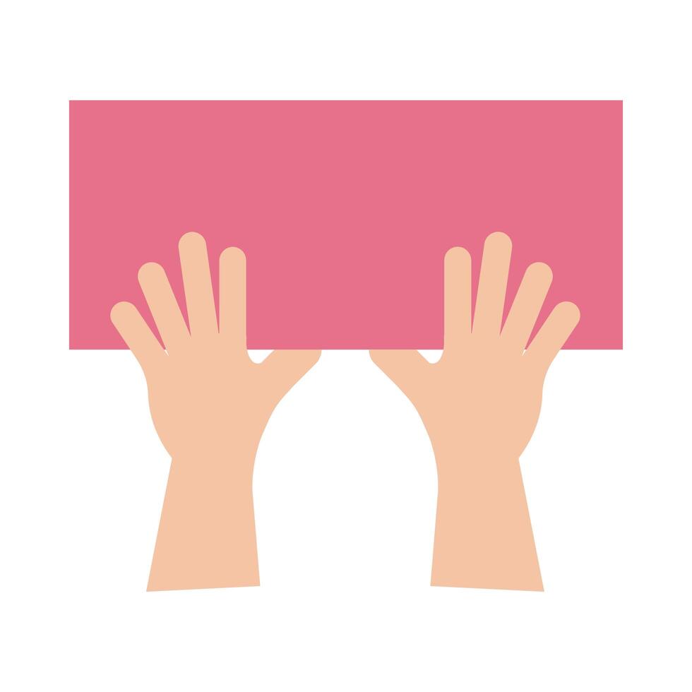 hands holding protest sign flat style icon vector