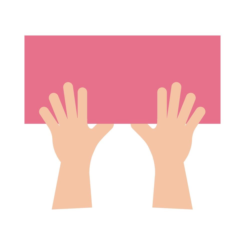 hands holding protest sign flat style icon vector