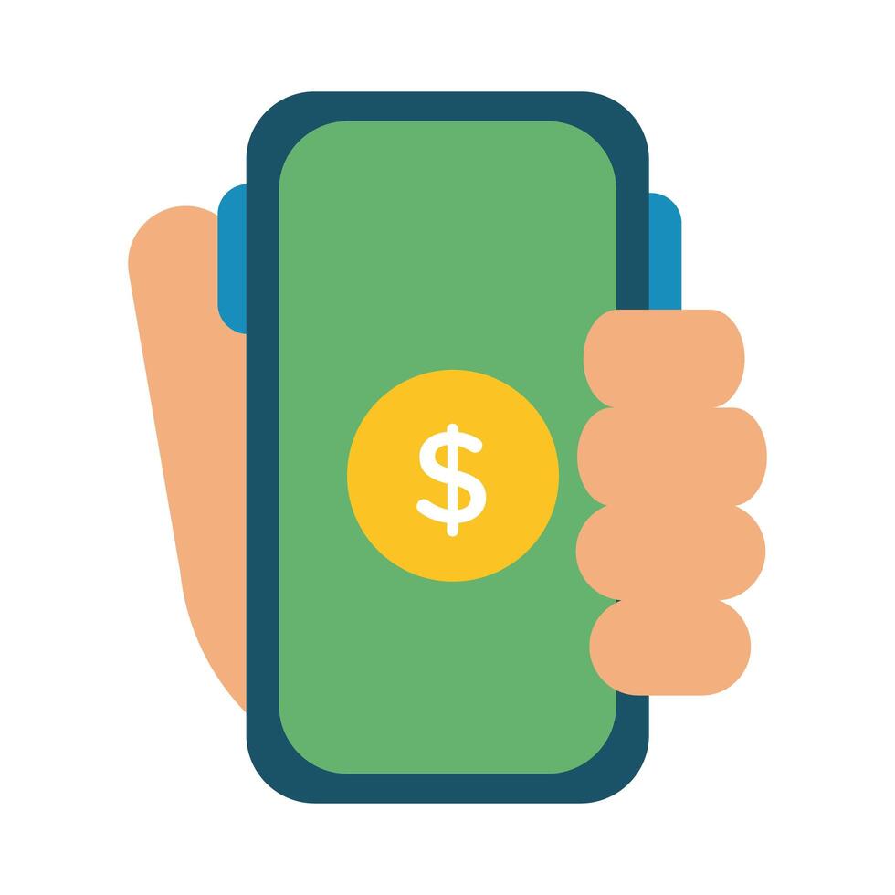 smartphone with dollar symbol line and fill style vector