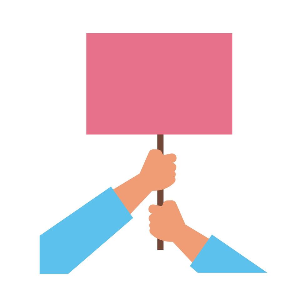 hands holding protest sign flat style icon vector