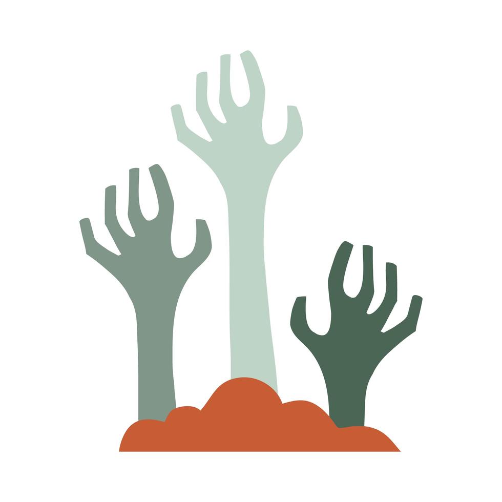 dead zombie hands flat style icon vector