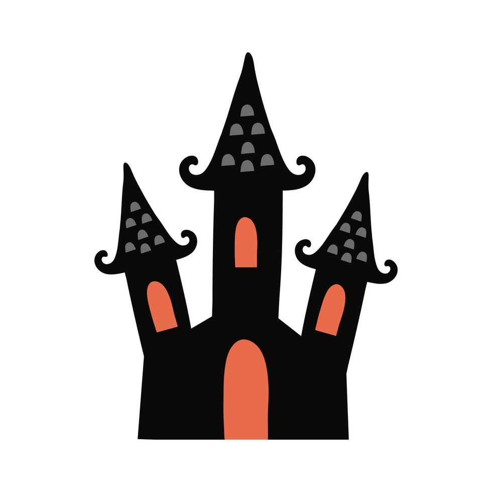 halloween dark castle flat style icon vector