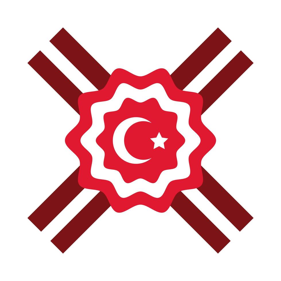 Turkey Republic Day moon and star in lace flat style vector
