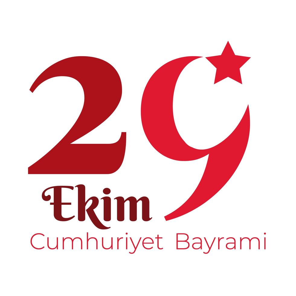 Turkey Republic Day with 29 number flat style vector