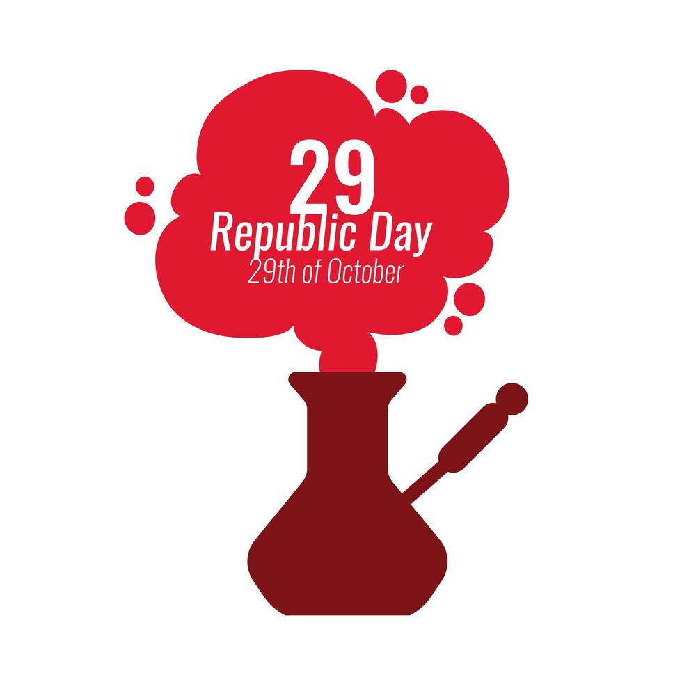 día de la república de turquía con número 29 en estilo plano humo vector