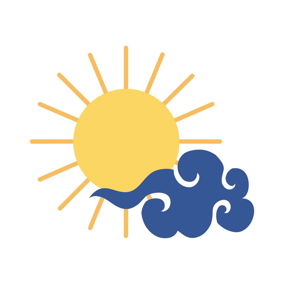 mid autumn cloud with sun flat style icon vector