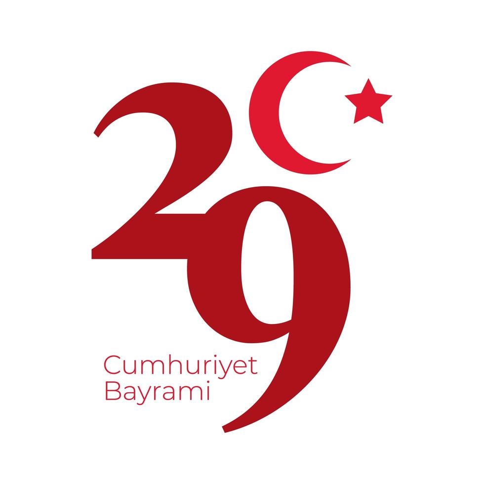 Turkey Republic Day with number 29 flat style vector