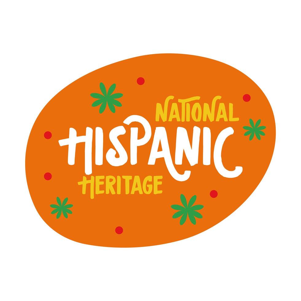 national hispanic heritage lettering with confetti in circle flat style icon vector