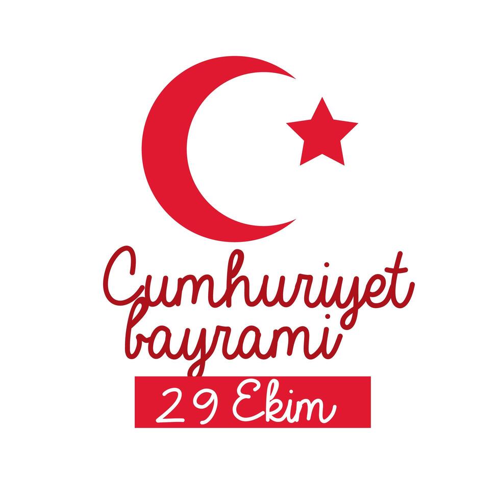 Turkey Republic Day star and moon flat style vector