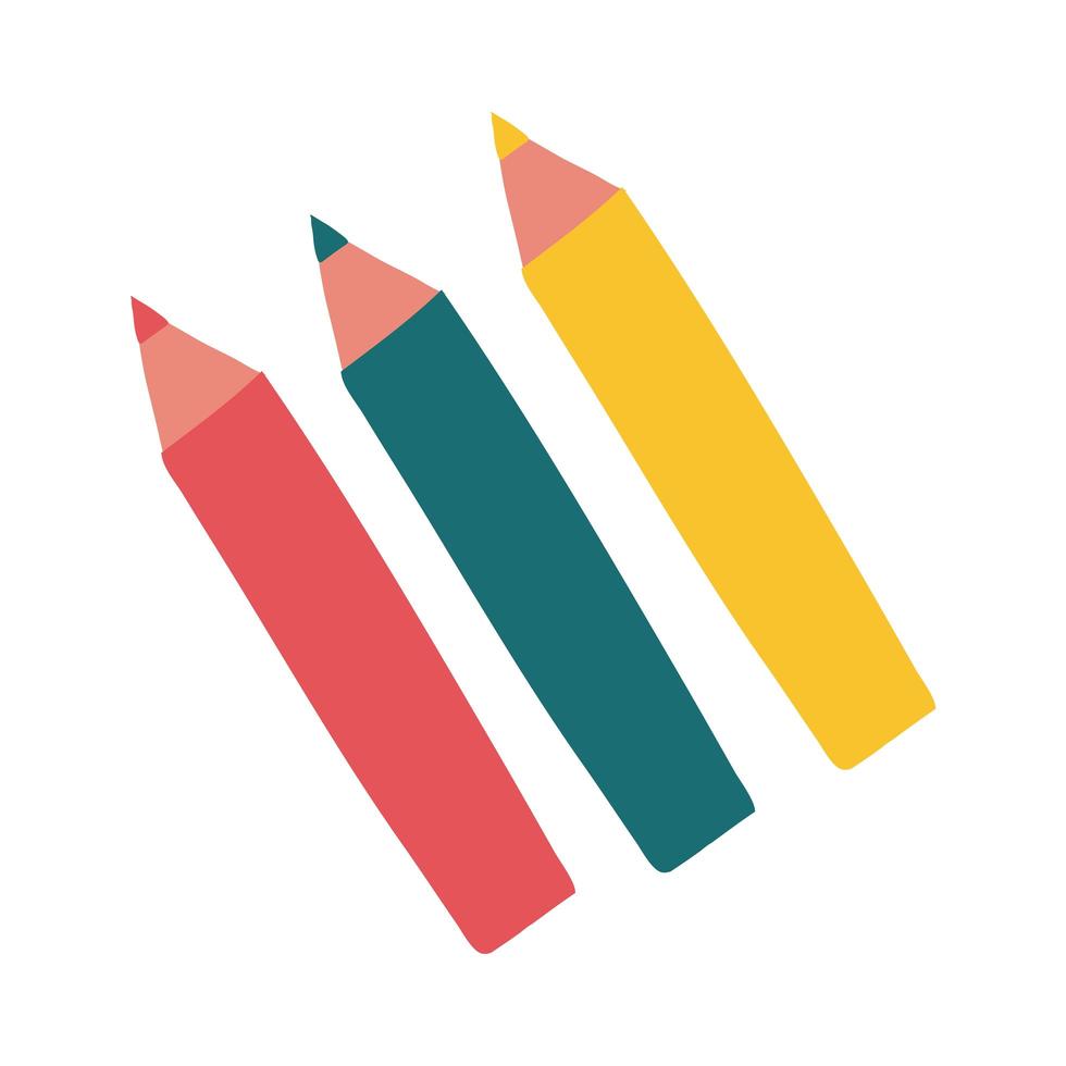 colorful pencils flat style icon vector