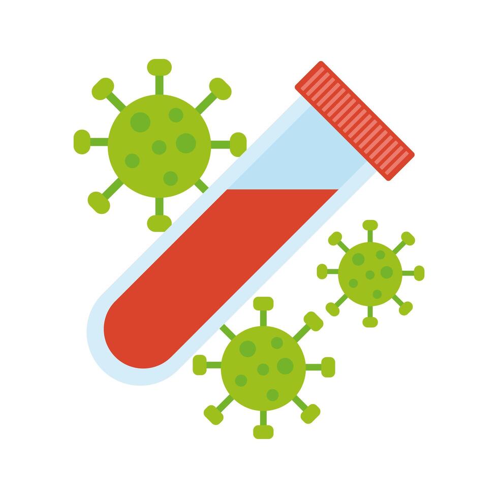 covid19 particle with test tube flat style icon vector