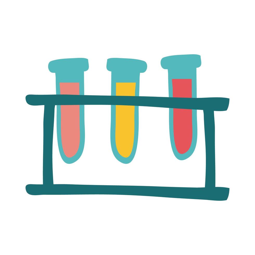 tubos de ensayo en icono de estilo plano de laboratorio vector