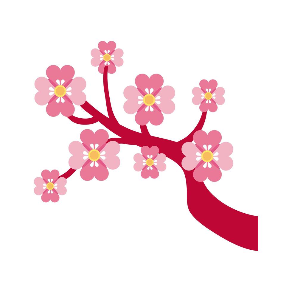 rama de árbol con flores icono de estilo plano vector