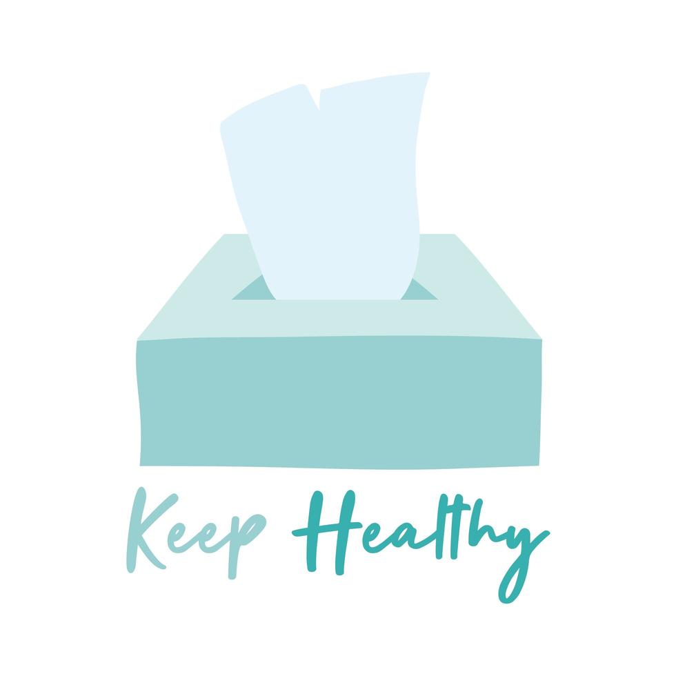 keep healthy campaign lettering with damp cloths flat style vector illustration design