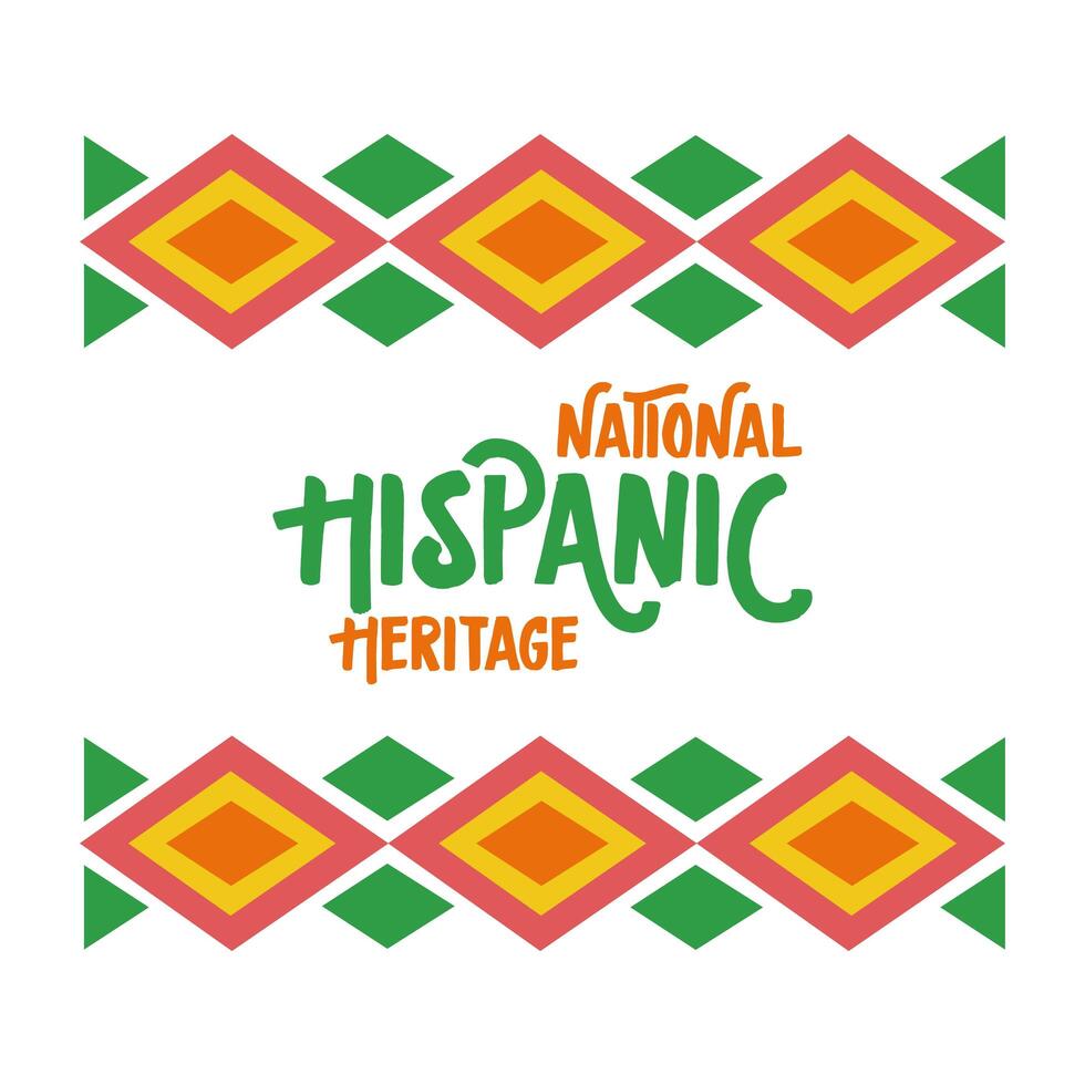 national hispanic heritage lettering in ethnic frame flat style icon vector