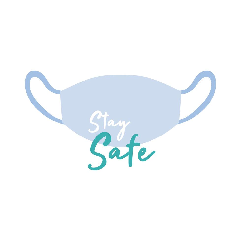stay safe campaign lettering with medical mask flat style illustration design vector