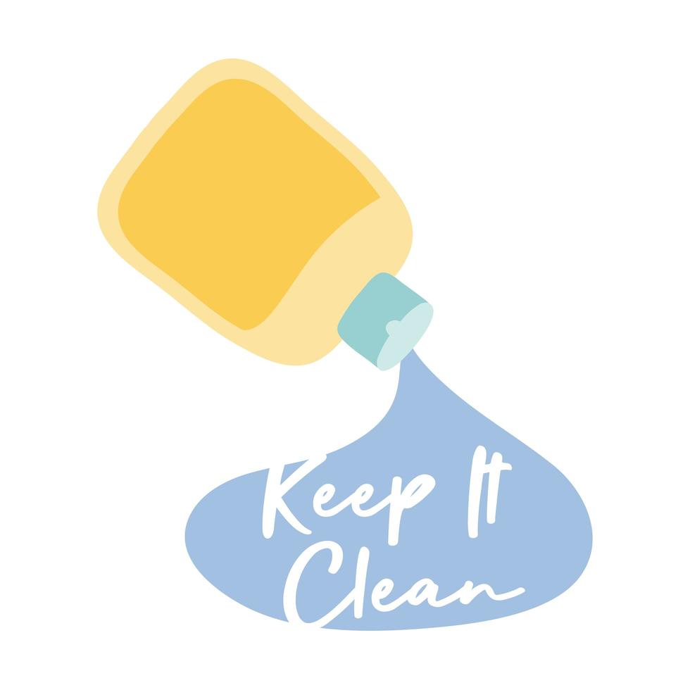 keep it clean campaign lettering with bottle flat style vector illustration design