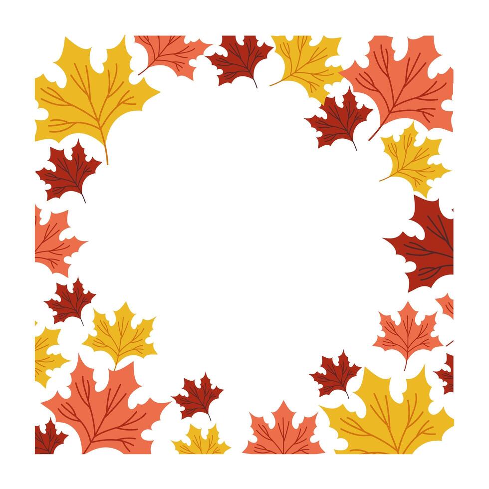 autumn leaves botanical frame vector