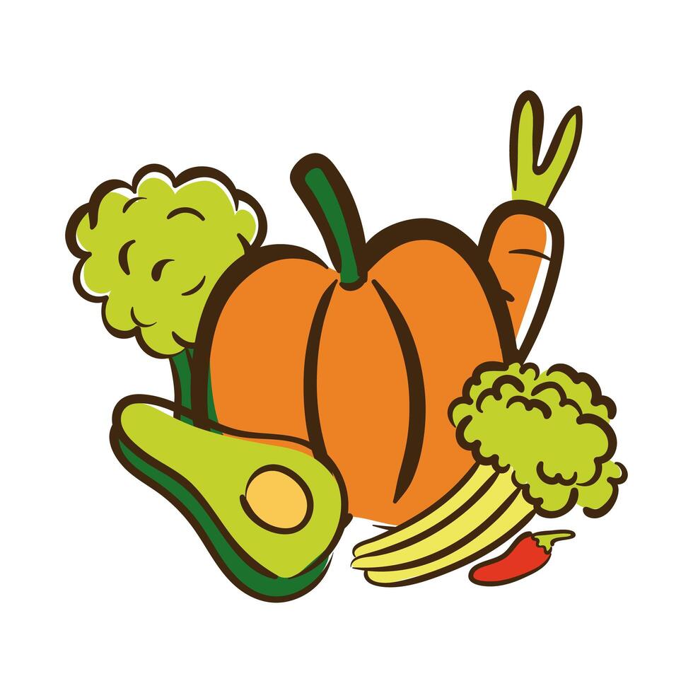 icono de estilo plano de verduras frescas vector