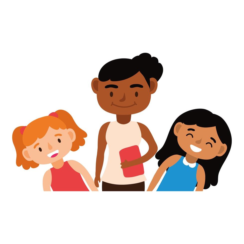 black female teacher with schoolgirls vector