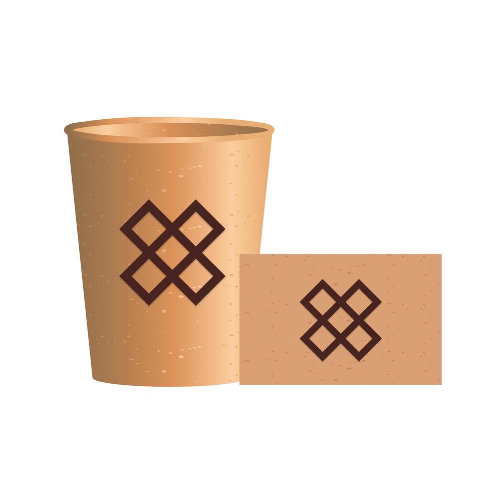 Isolated mockup coffee mug and card vector design