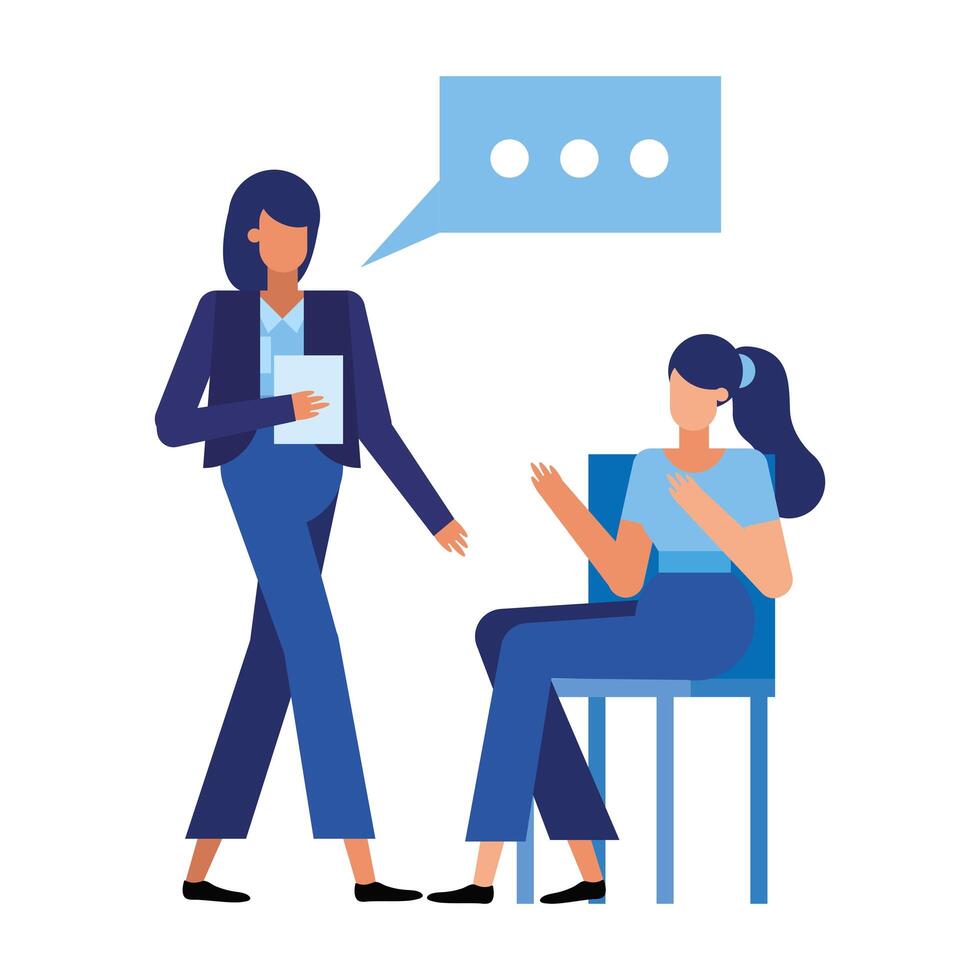 businesswomen cartoon with speech bubble vector design