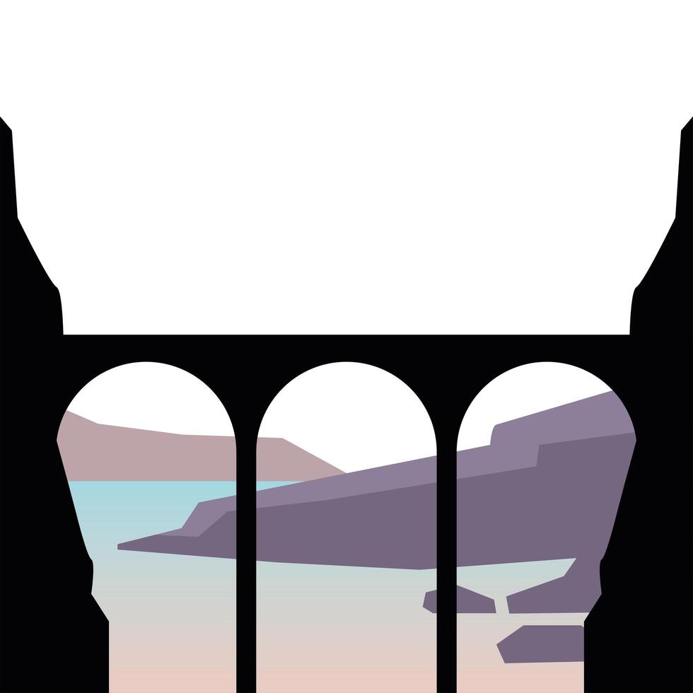 bridge silhouette in front of beach landscape design vector