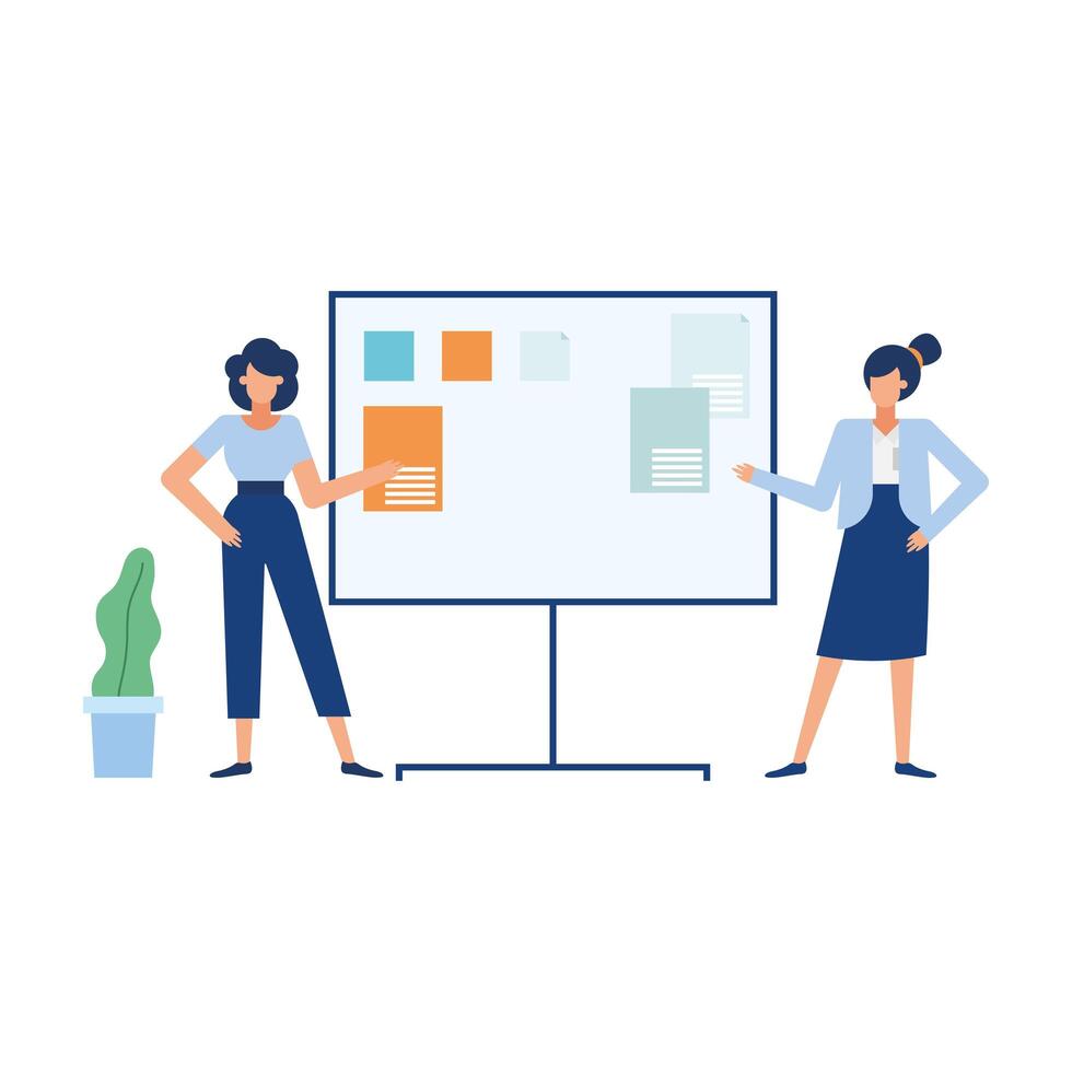 businesswomen cartoons with board vector design