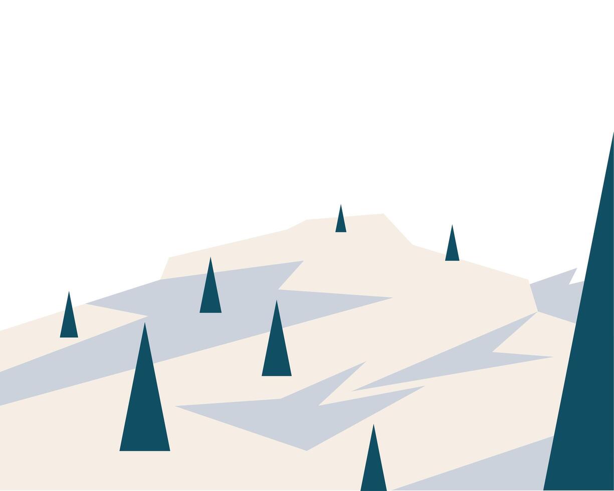 pinos en diseño de vector de paisaje de montaña de nieve