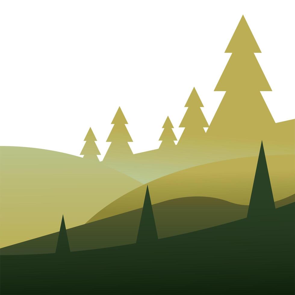 pinos en diseño vectorial de montaña vector