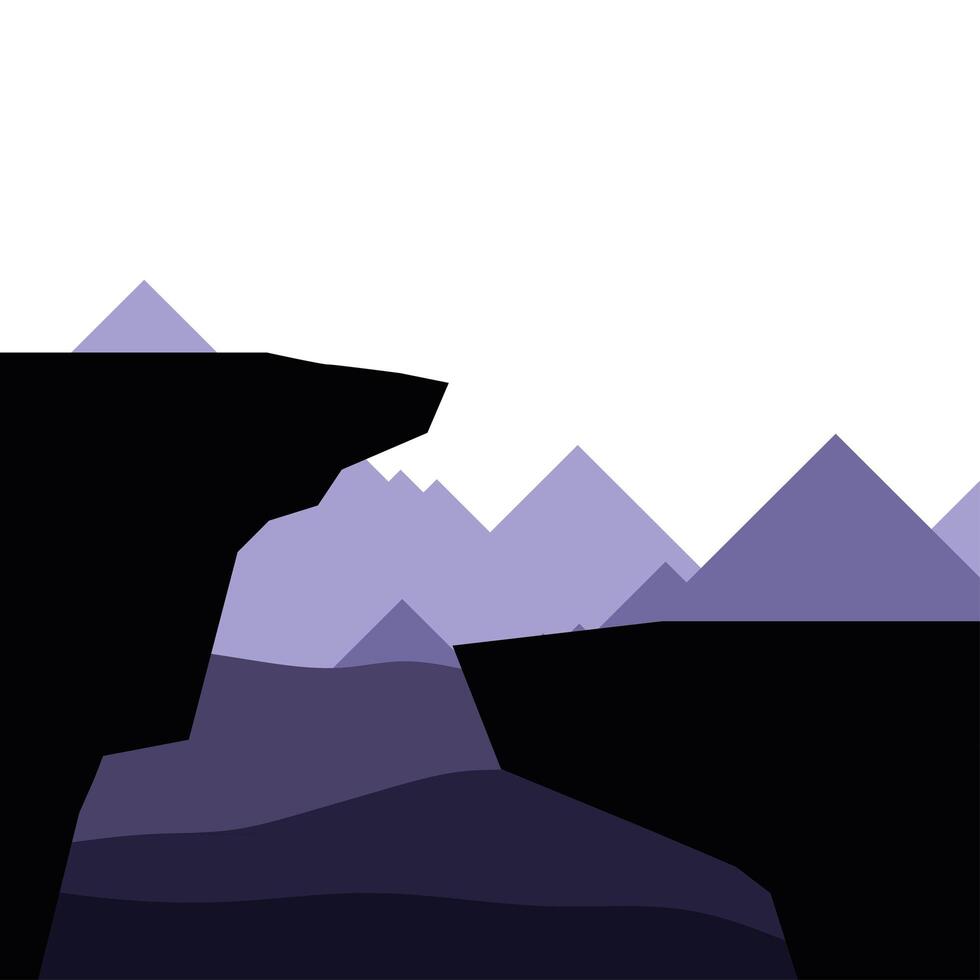 cliffs in front of purple mountains landscape design vector