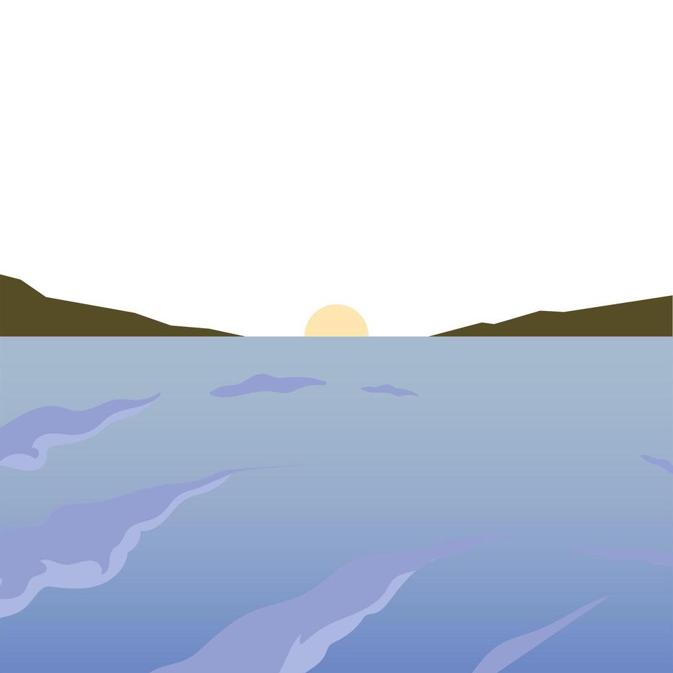sun on sea landscape design vector