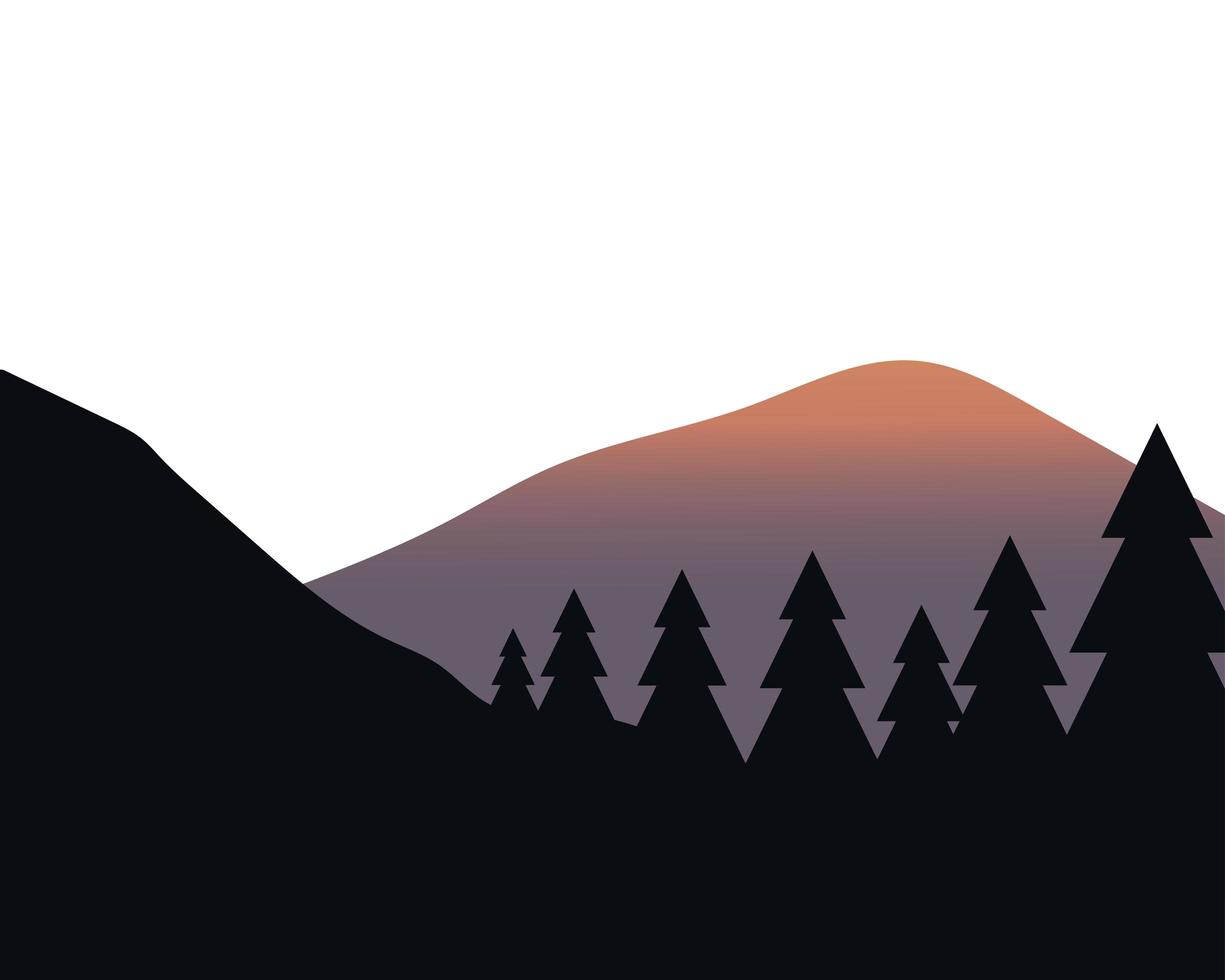 pine trees in front of mountain landscape vector design