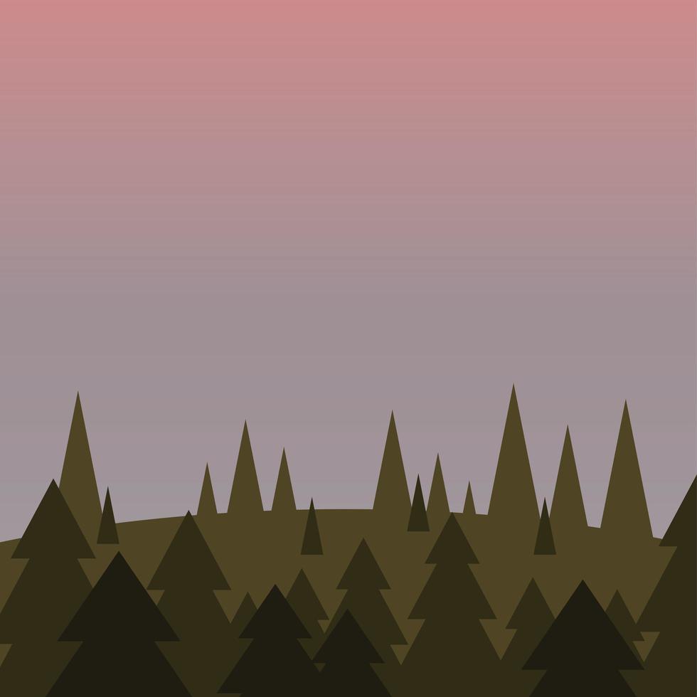 pine trees on mountain vector design