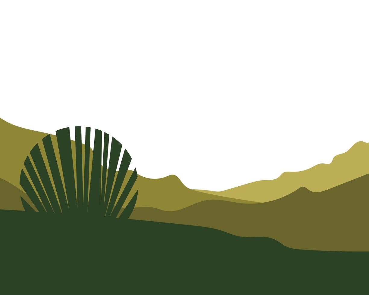 paisaje de montañas con diseño de vector de hoja