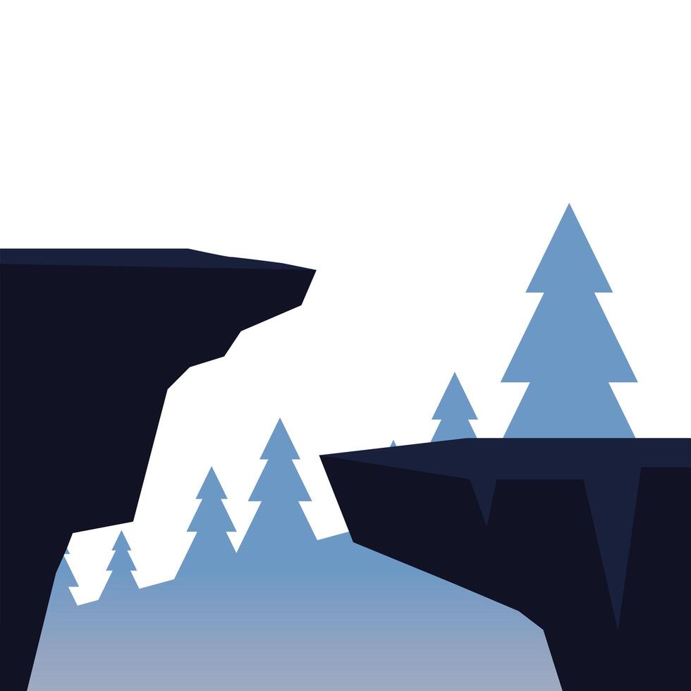 cliffs in front of pine trees landscape design vector