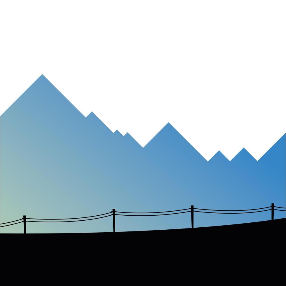 purple mountains and fence landscape design vector