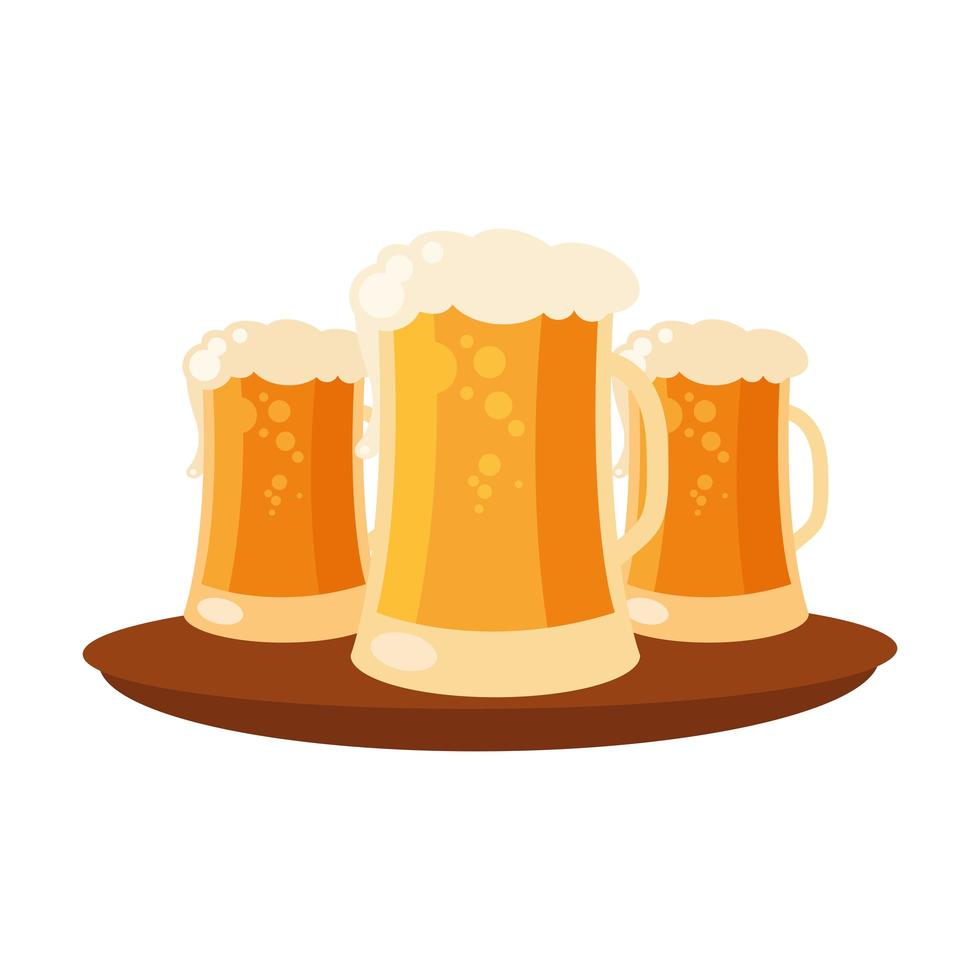 beer glasses on tray vector design